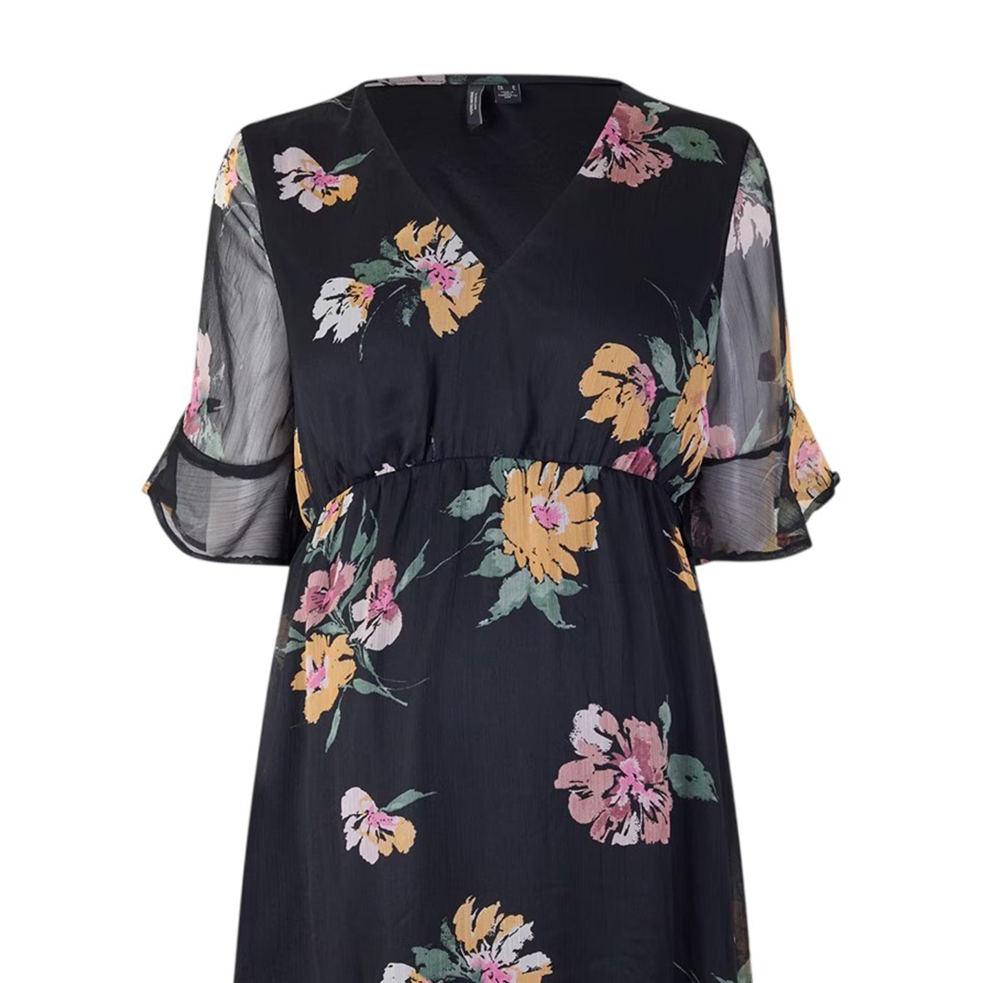 Black - Side - Vero Moda Womens-Ladies Mo Smilla V Neck Midi Dress
