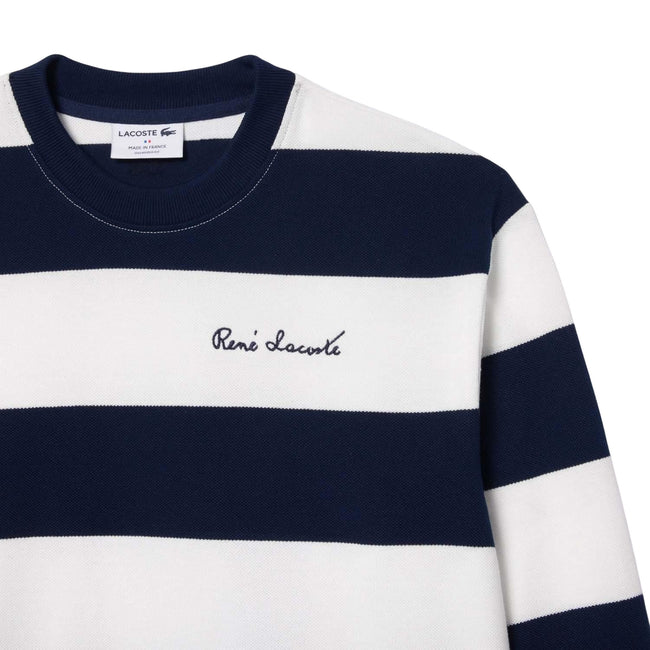 Cream-Dark Blue - Lifestyle - Lacoste Womens-Ladies French Made Oversized Sweatshirt