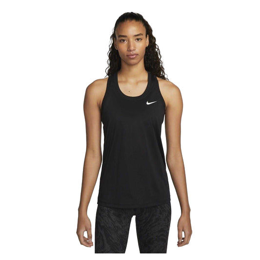 Black - Front - Nike Womens-Ladies Dri-FIT Racerback Tank Top