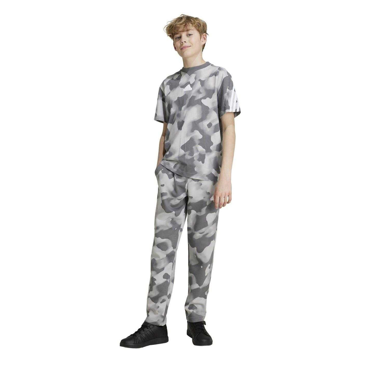 Grey-White - Lifestyle - Adidas Childrens-Kids Camo Joggers
