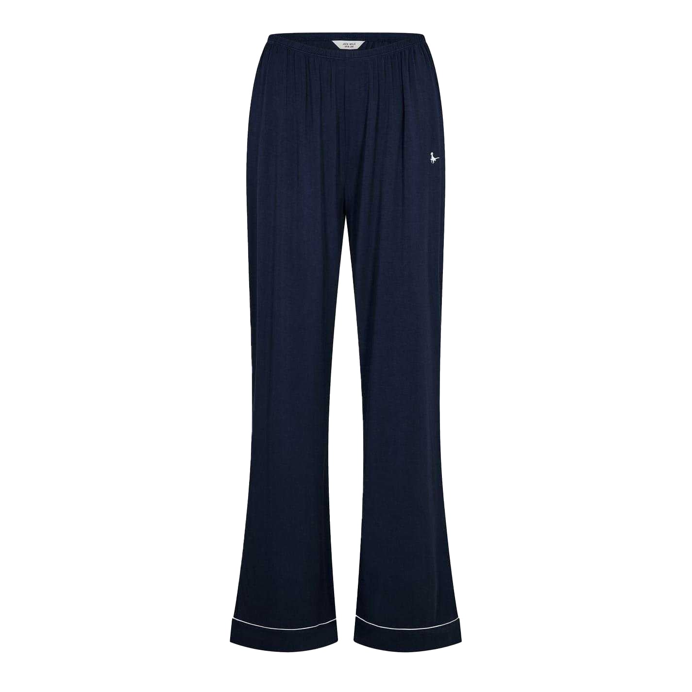 Navy - Side - Jack Wills Womens-Ladies Collared Long Pyjama Set