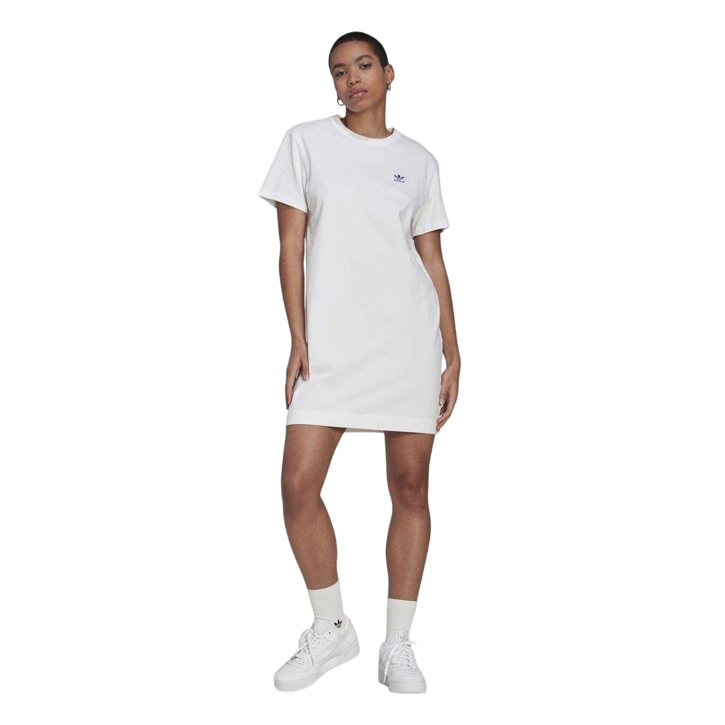 White - Lifestyle - Adidas Womens-Ladies Originals T-Shirt Dress
