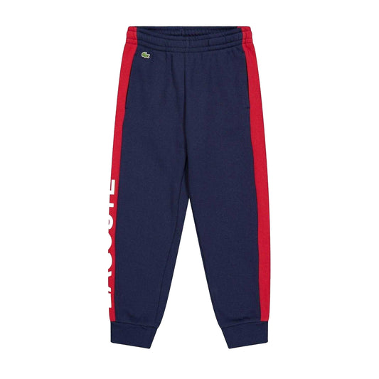 Navy Blue-Orange - Front - Lacoste Childrens-Kids Colourblock Jogging Bottoms