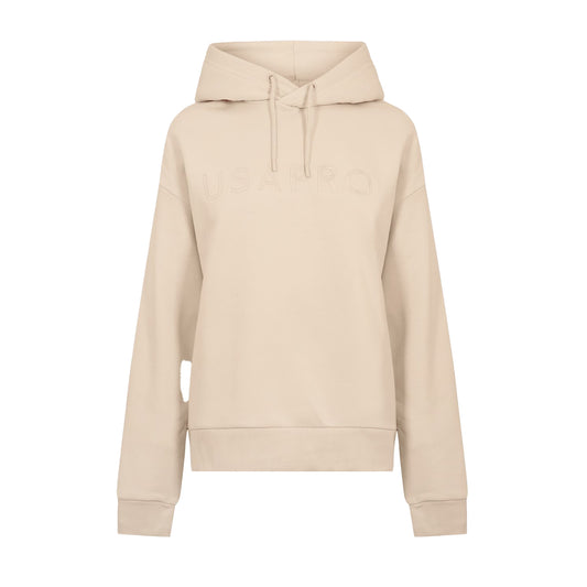 Cream - Front - USA Pro Womens-Ladies Classic Logo Hoodie