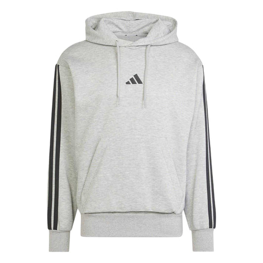 Navy-White - Front - Adidas Mens Essentials 3 Stripes Fleece Logo Hoodie