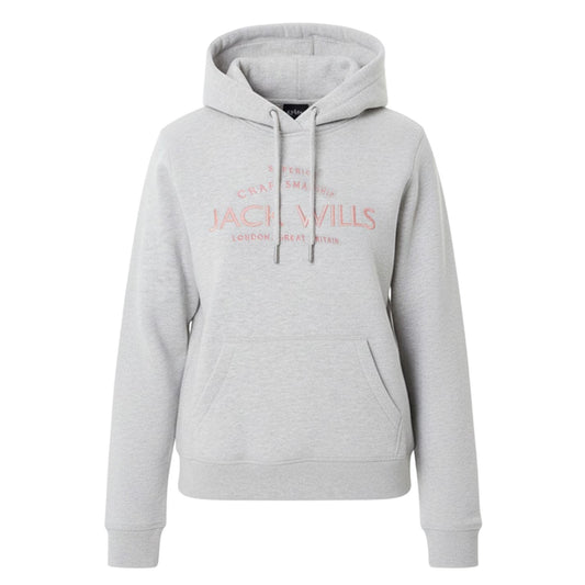 Grey Marl - Front - Jack Wills Womens-Ladies Graphic Logo Hoodie
