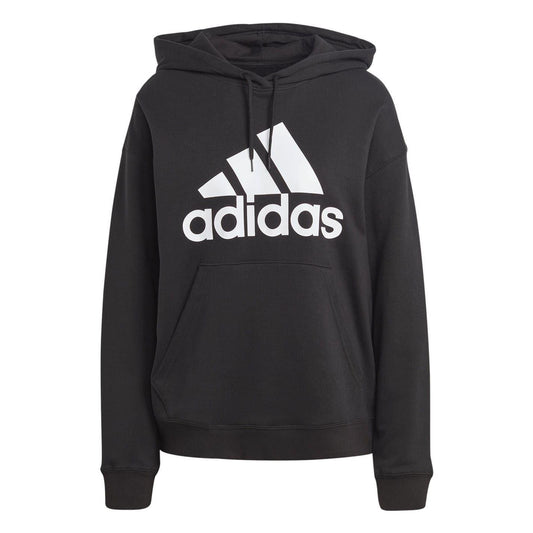 Black-White - Front - Adidas Womens-Ladies Badge Of Sport Drawstring Hoodie