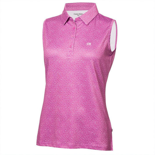 Orchid-White - Front - Calvin Klein Womens-Ladies Sleeveless Polo Shirt