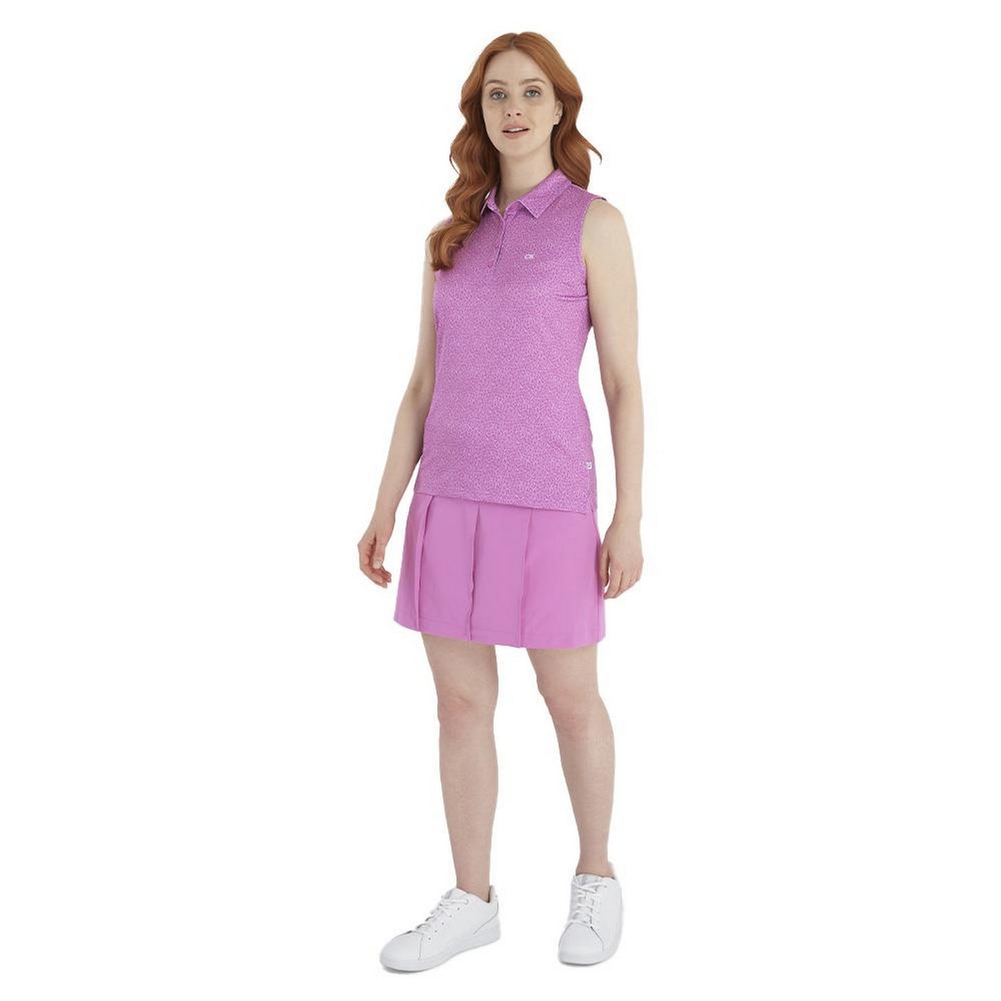 Orchid-White - Pack Shot - Calvin Klein Womens-Ladies Sleeveless Polo Shirt