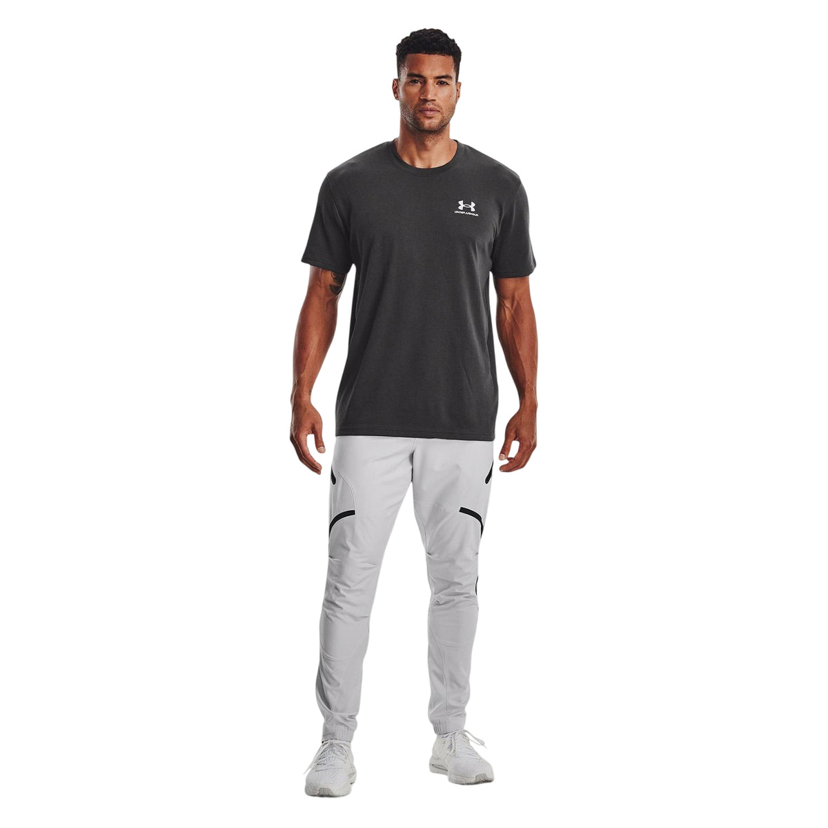 Grey - Pack Shot - Under Armour Mens Unstoppable Slim Combat Trousers
