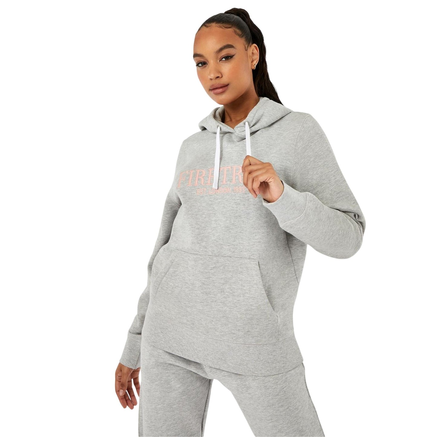 Grey Marl - Lifestyle - Firetrap Womens-Ladies Large Logo Hoodie