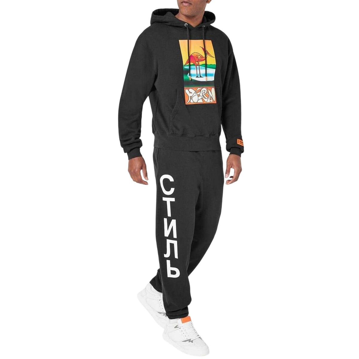 Black - Lifestyle - Heron Preston Mens Abstract Hoodie