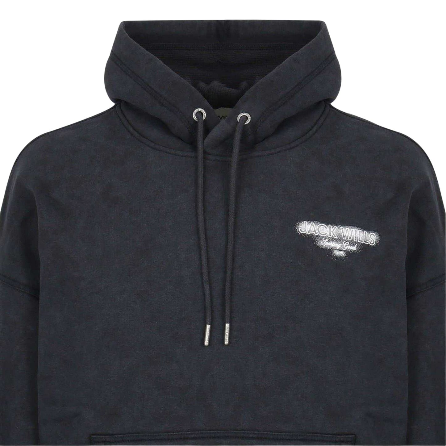 Black - Side - Jack Wills Mens Script Long-Sleeved Hoodie