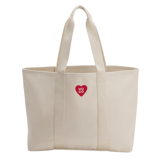 White - Front - Hugo Becky Heart Canvas Everyday Tote Bag