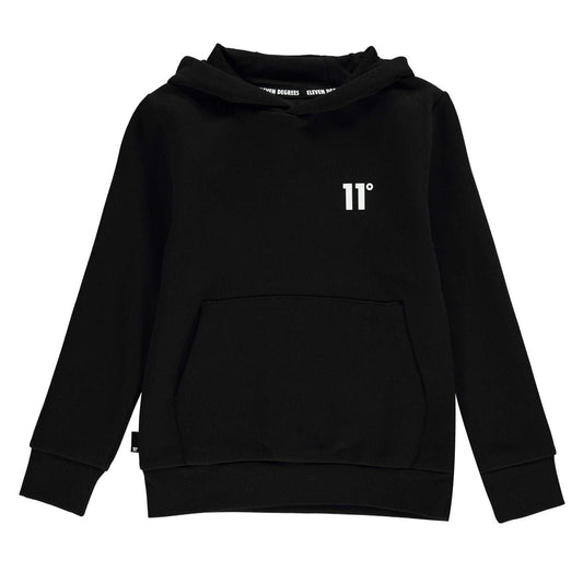 Black - Front - 11 Degrees Childrens-Kids Oth Hoodie