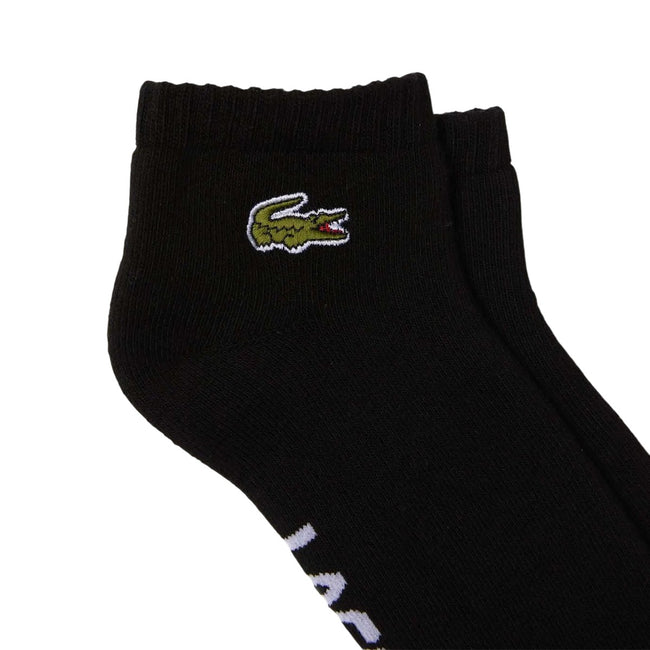 Black - Back - Lacoste Unisex Adult Cotton Ankle Socks