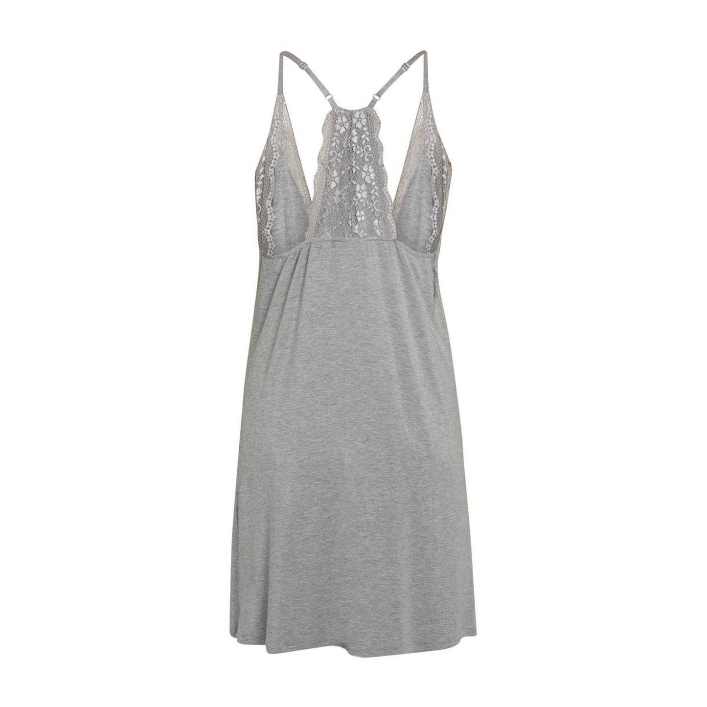 Grey Melange - Back - CCDK Copenhagen Womens-Ladies Frida Lace Nightdress