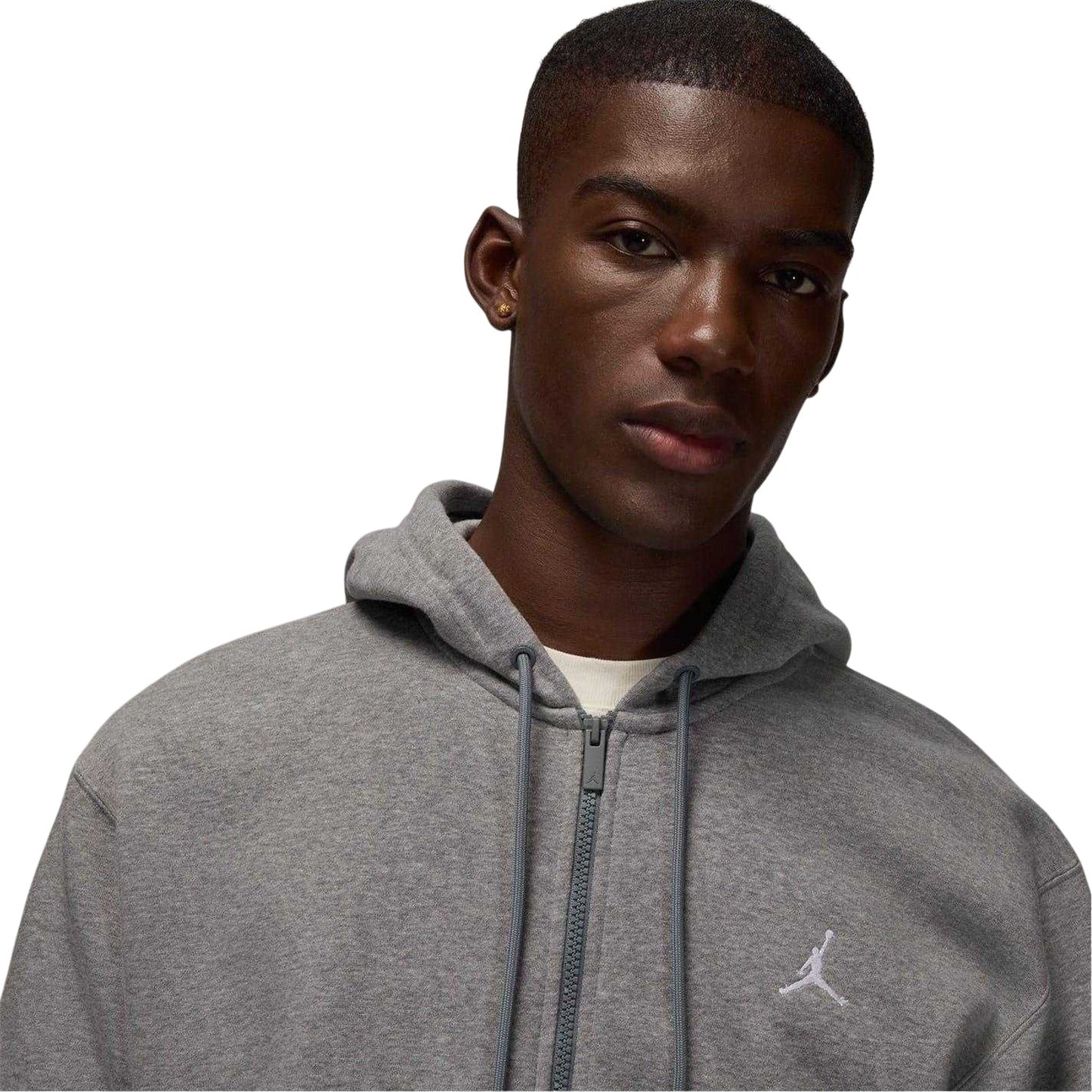 Carbon-White - Side - Nike Mens Air jordan Essentials Fleece Full Zip Hoodie