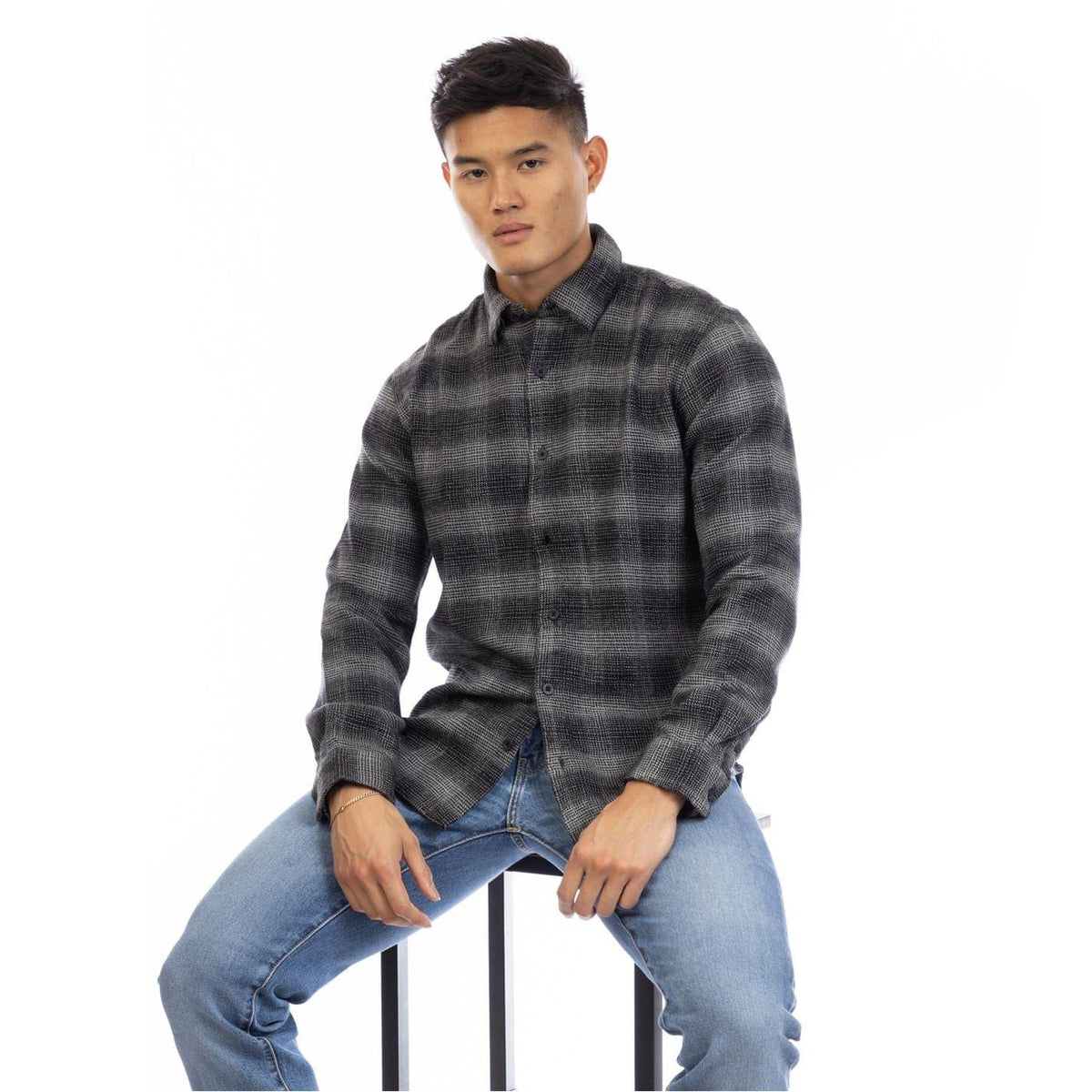 Black-Grey - Lifestyle - Peter Werth Mens Darrell Plaid Shirt