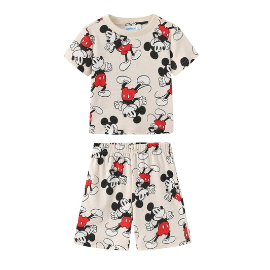 Beige - Front - Disney Baby Mickey Mouse All-Over Print Short Pyjama Set