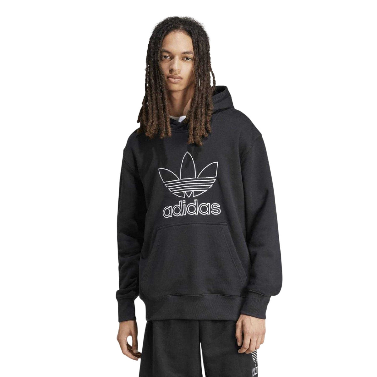 Black - Side - Adidas Mens Trefoil Loose Fit Hoodie