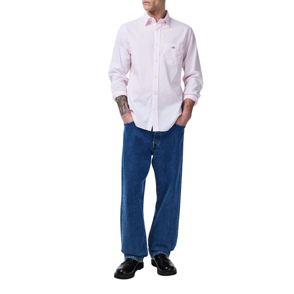 Pale Pink - Side - Gant Mens Banker Poplin Shirt