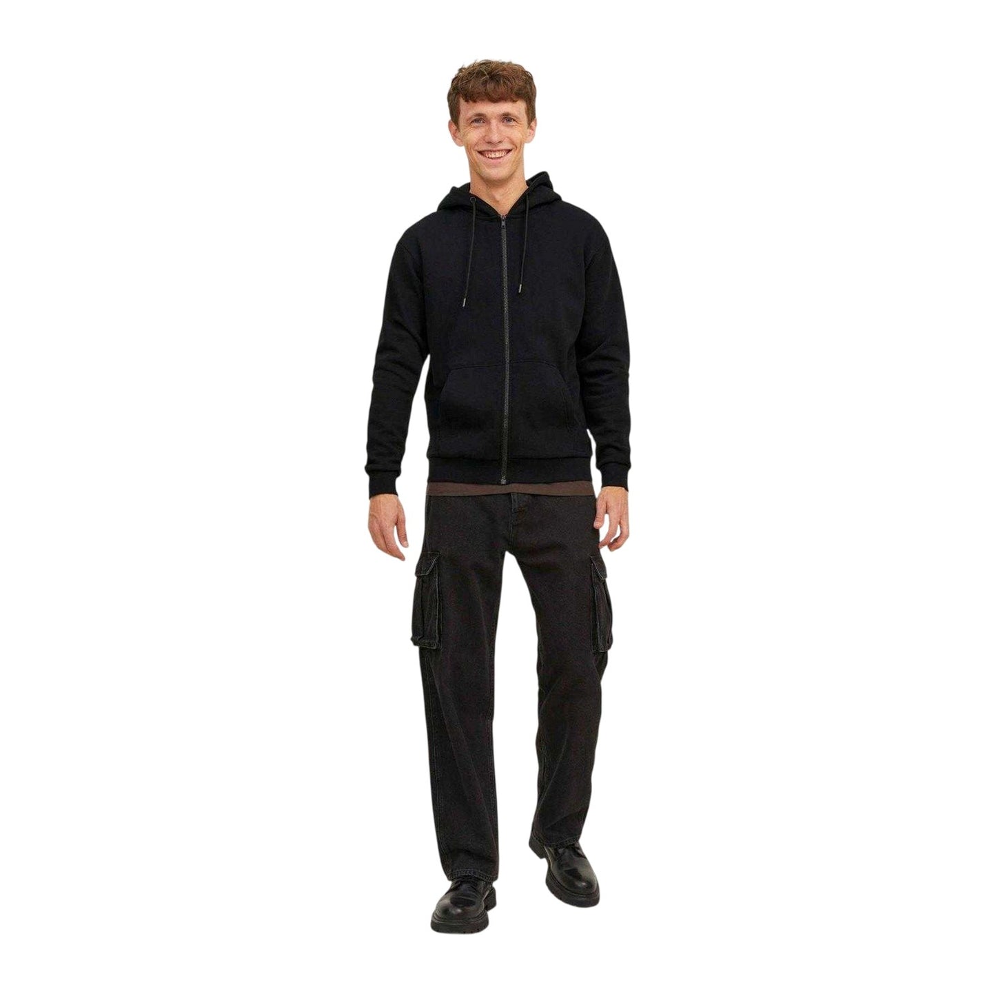 Black - Side - Jack And Jones Mens Bradley Full Zip Hoodie
