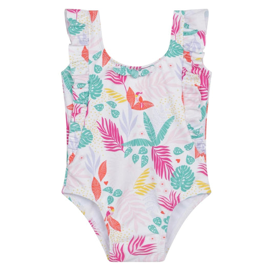 White - Front - Carrement Beau Girls One Piece Swimsuit