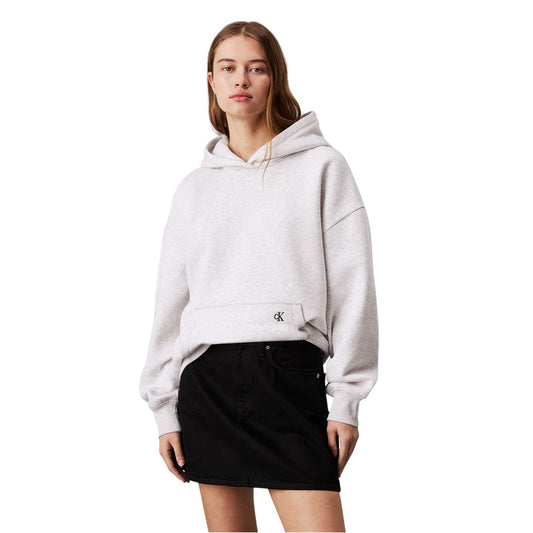 Ivory Heather - Front - Calvin Klein Womens-Ladies Relaxed Fit Pullover Hoodie