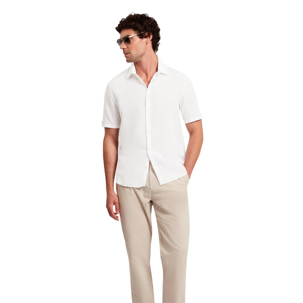 White - Lifestyle - Ted Baker Mens Baker Regular Short-Sleeved Shirt
