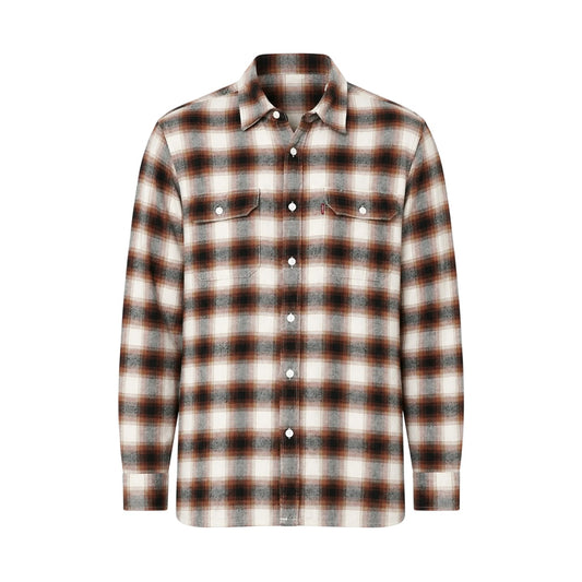 Cream - Front - Levis Mens Worker Plaid Flannel Shirt