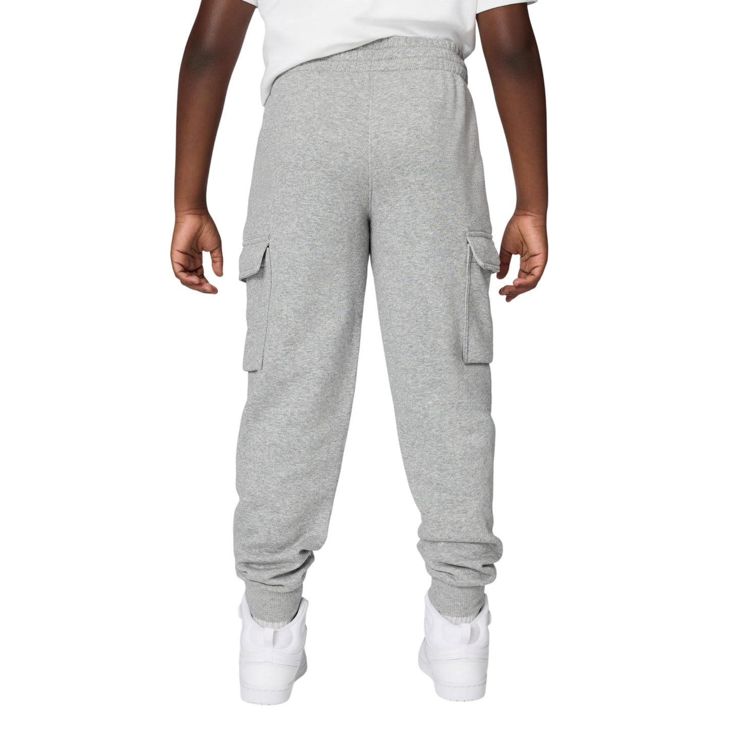 Grey - Back - Nike Childrens-Kids Club Fleece Cargo Trousers