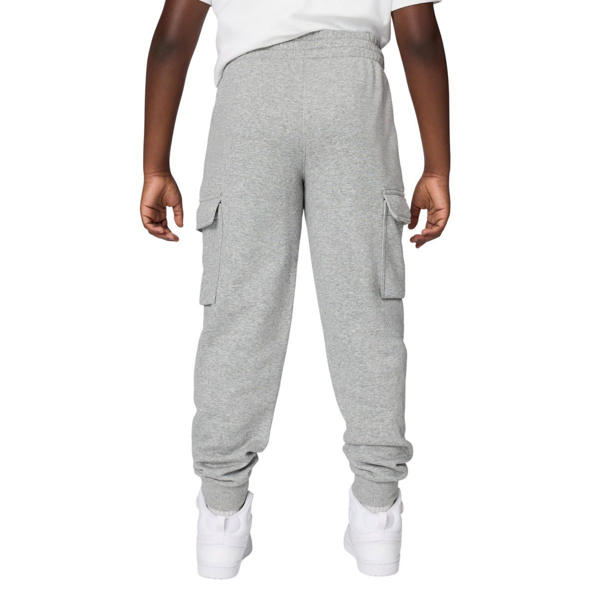 Grey - Back - Nike Childrens-Kids Club Fleece Cargo Trousers