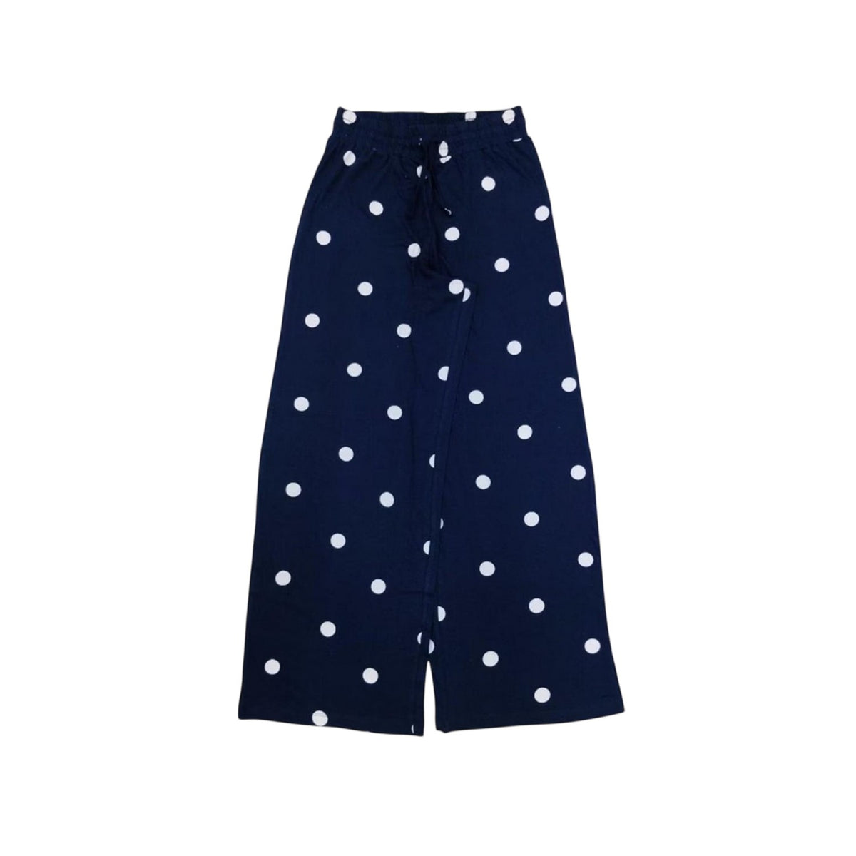 Navy - Side - Linea Womens-Ladies Polka Dot Cotton Long Pyjama Set