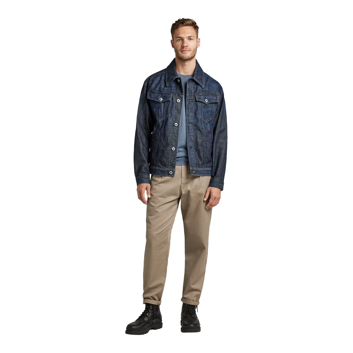 Ocean Blue - Pack Shot - G-Star Unisex Adult Denim Flap Pocket Denim Jacket