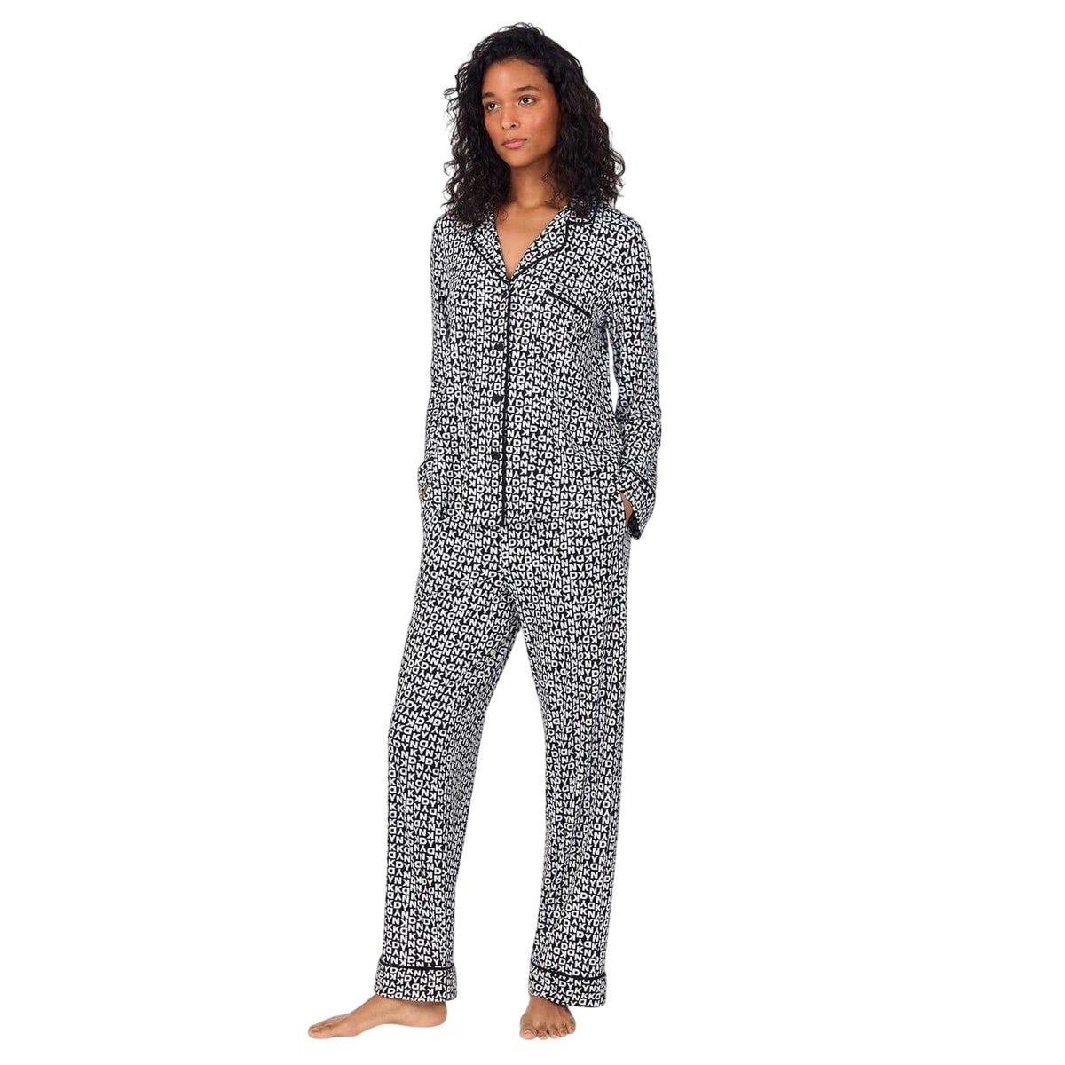 Black - Lifestyle - DKNY Womens-Ladies Letters Pyjama Set