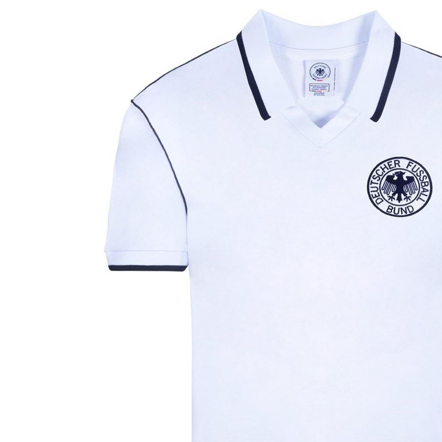 White-Black - Side - Score Draw Mens 1978 World Cup Germany DFB Football Shirt