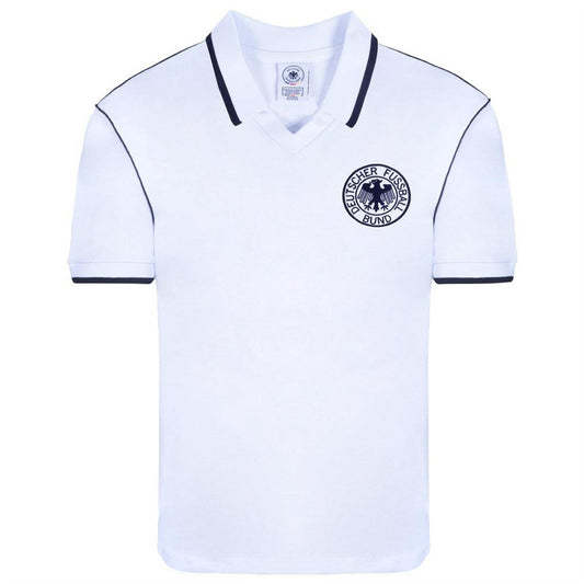 White-Black - Front - Score Draw Mens 1978 World Cup Germany DFB Football Shirt