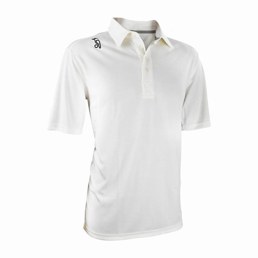 Cream - Front - Kookaburra Childrens-Kids Elite Logo Cricket Shirt