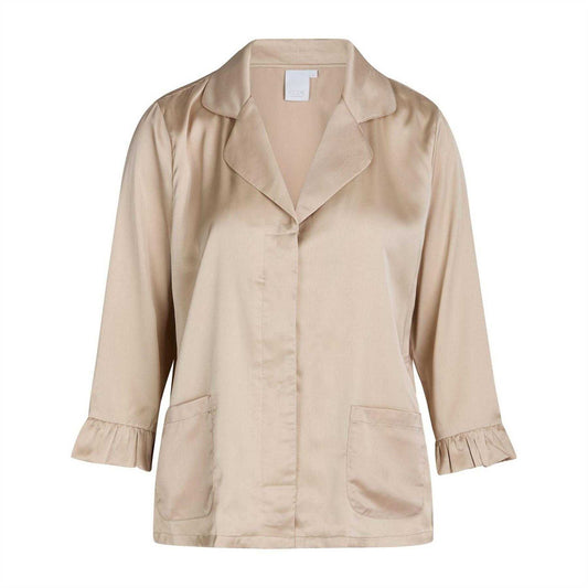 Moonlight - Front - CCDK Copenhagen Womens-Ladies Saga Plain Satin Pyjama Top