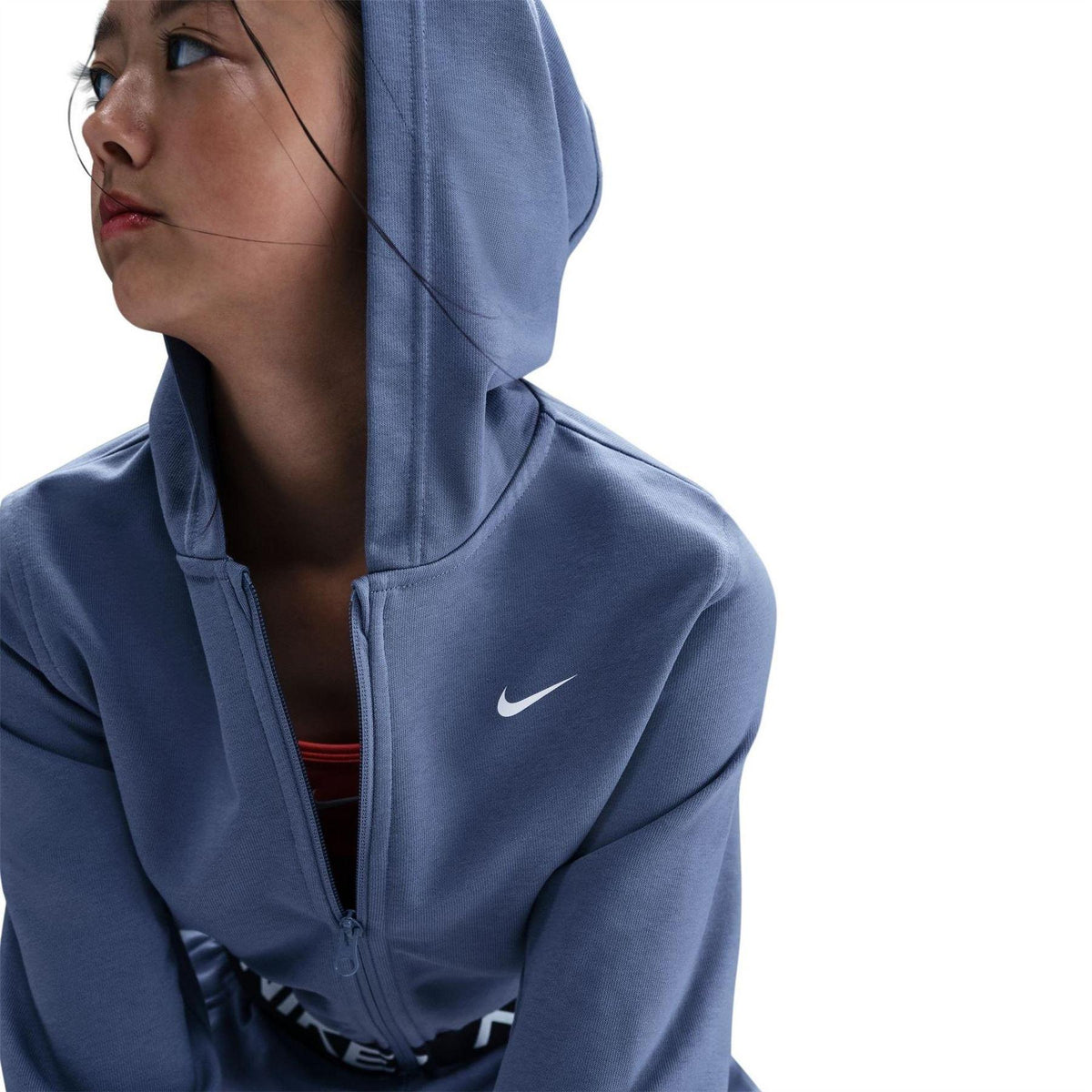 Indigo - Pack Shot - Nike Childrens-Kids Pro Full Zip Hoodie