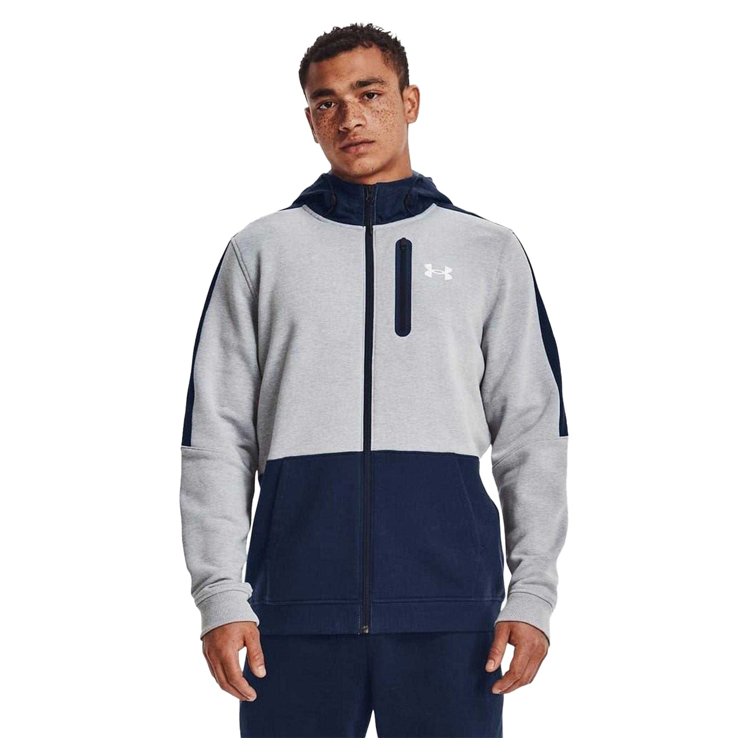 Grey - Side - Under Armour Mens Threadborne Full Zip Hoodie