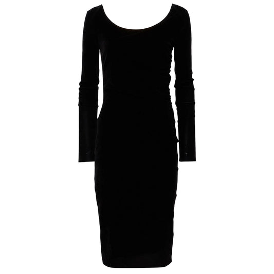 Black - Front - Boss Womens-Ladies Ebalet Velvet Scoop Neck Midi Dress