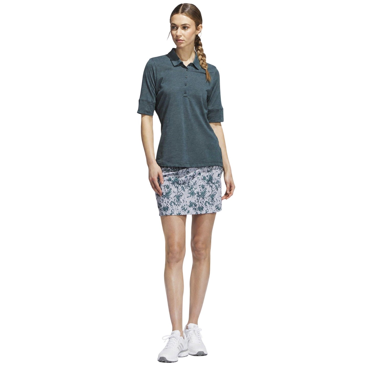 Turquoise - Pack Shot - Adidas Womens-Ladies Melange Polo Shirt