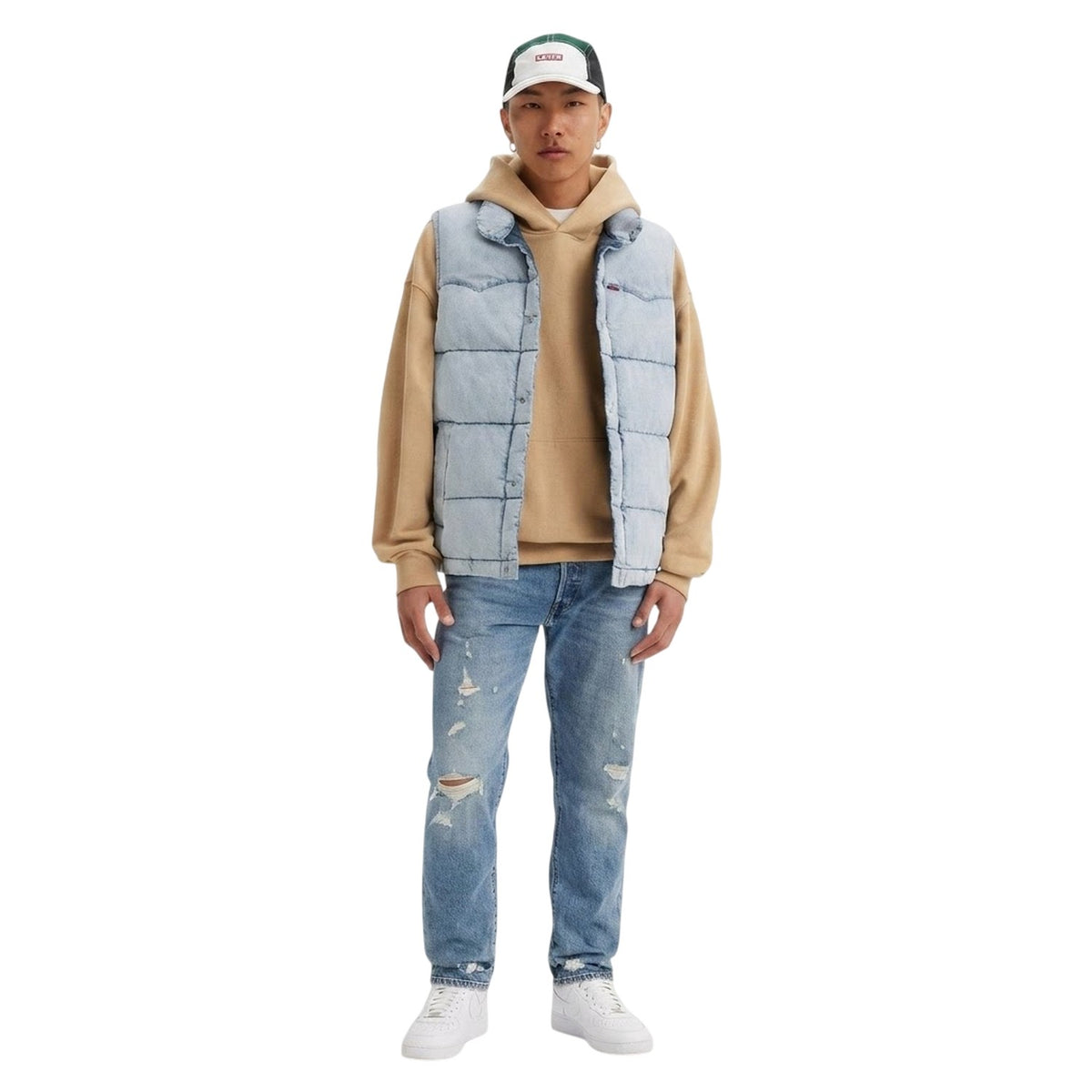 Light Blue - Lifestyle - Levis Mens Cotton Puffer Gilet