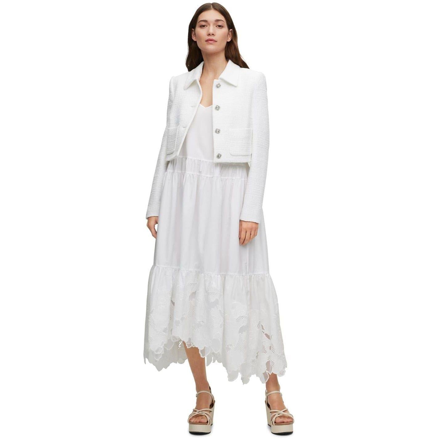 White Print - Pack Shot - Boss Womens-Ladies Broderie Maxi Dress