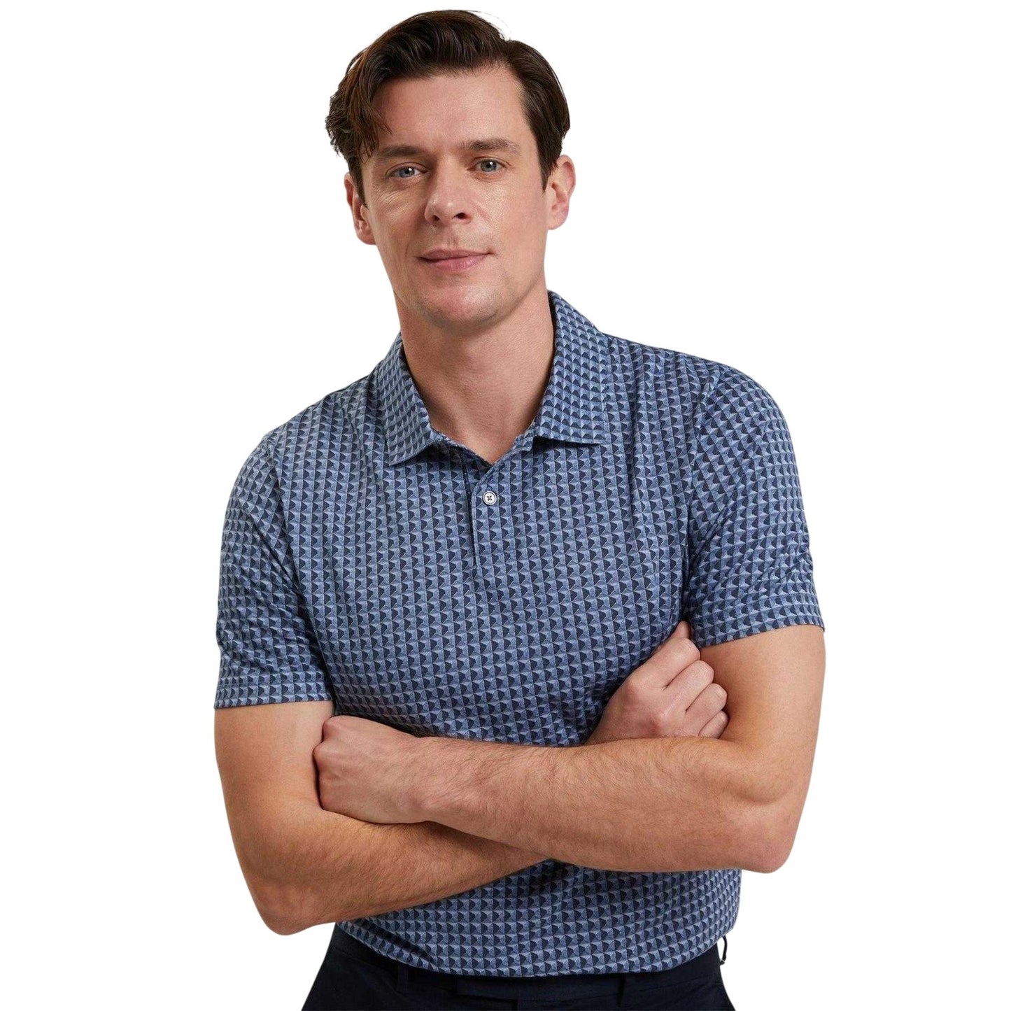 Navy - Lifestyle - Ted Baker Mens Geometric Short-Sleeved Polo Shirt