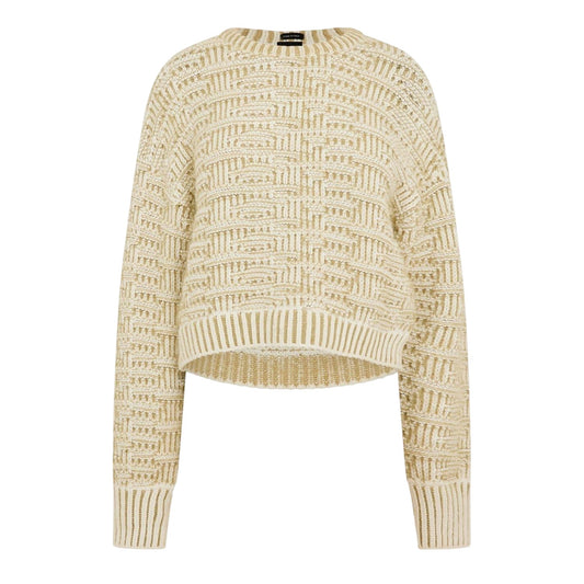Off White - Front - Boss Womens-Ladies Knitted Ribbed Collar Long-Sleeved Sweater Top