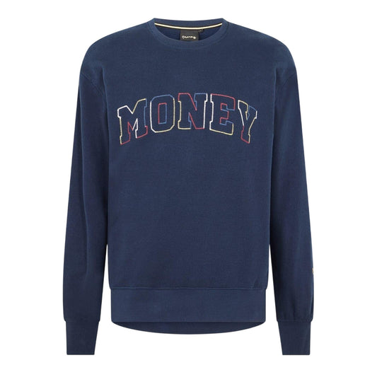 Navy - Front - Money Mens Embroidered Logo Sweatshirt