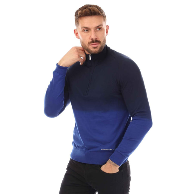 Blue-Navy - Side - Boss Mens Gesso Half Zip Sweatshirt